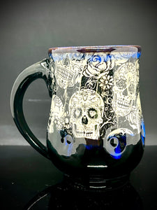 Blue Line Skull Mug 16oz