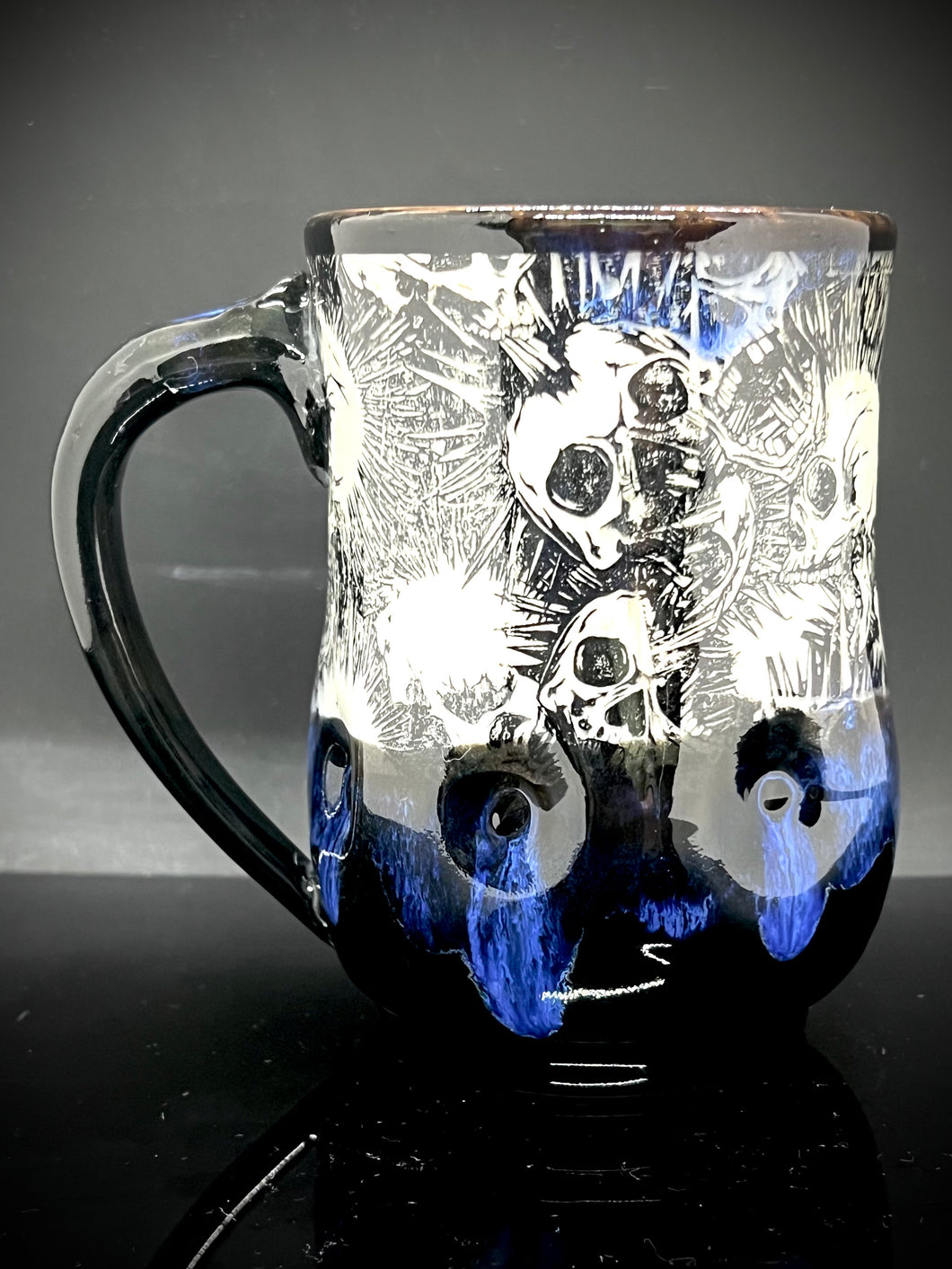 Blue Line Skull Mug 15oz