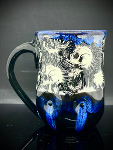 Blue Line Skull Mug 17oz